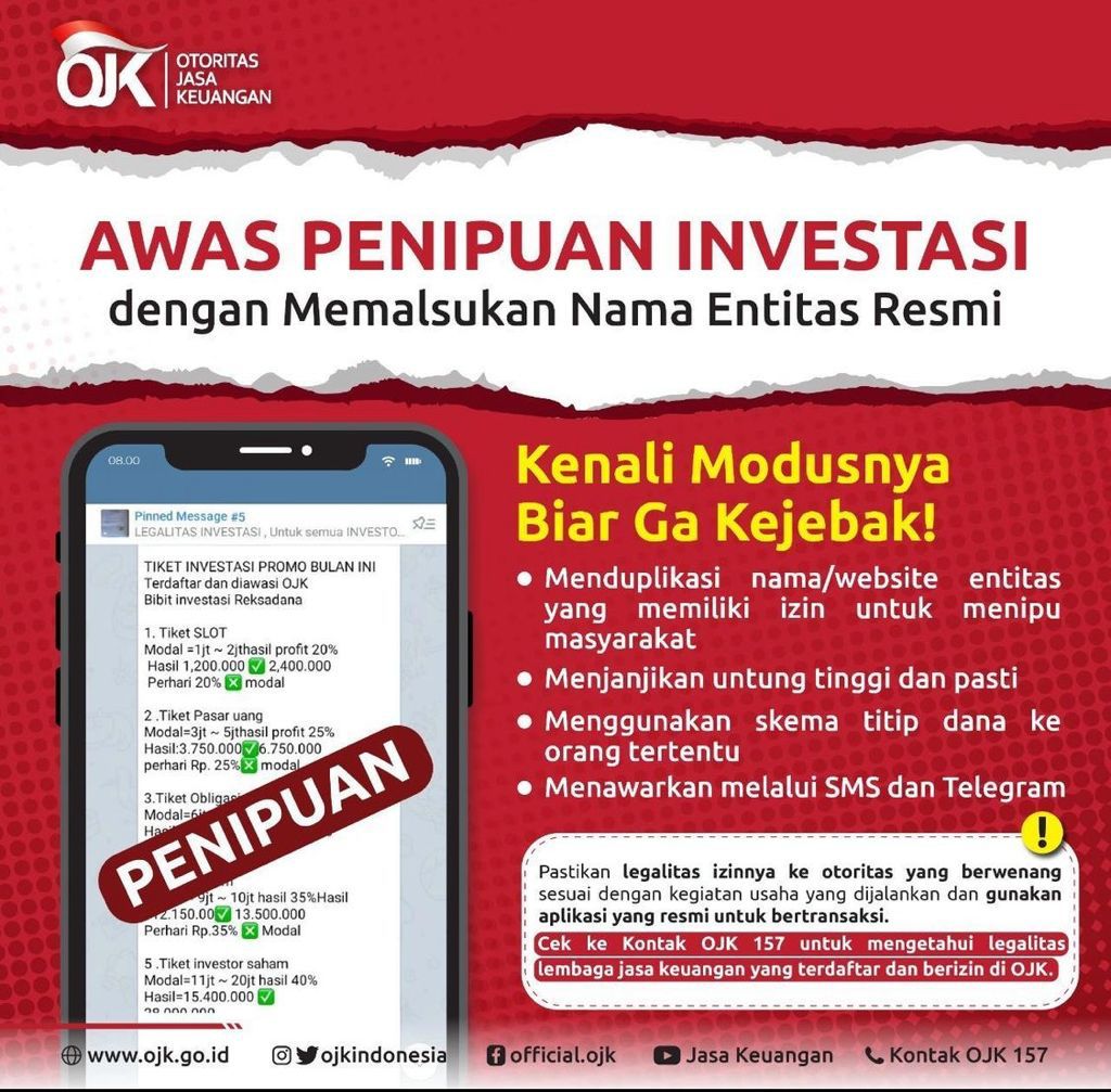 Kenali Ciri-ciri Investasi Bodong Agar Tak Jadi Korban